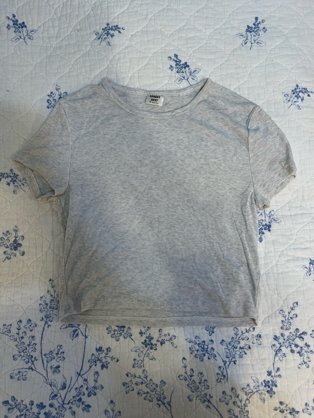Sunday Best Light Gray Ribbed Tee